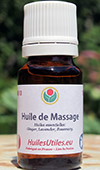 Pour confectionner une huile de massage  base d'huiles essentielles  utiliser contre les douleurs musculaires et rhumatismes, pour le chien, le chat et d'autres animaux domestiques